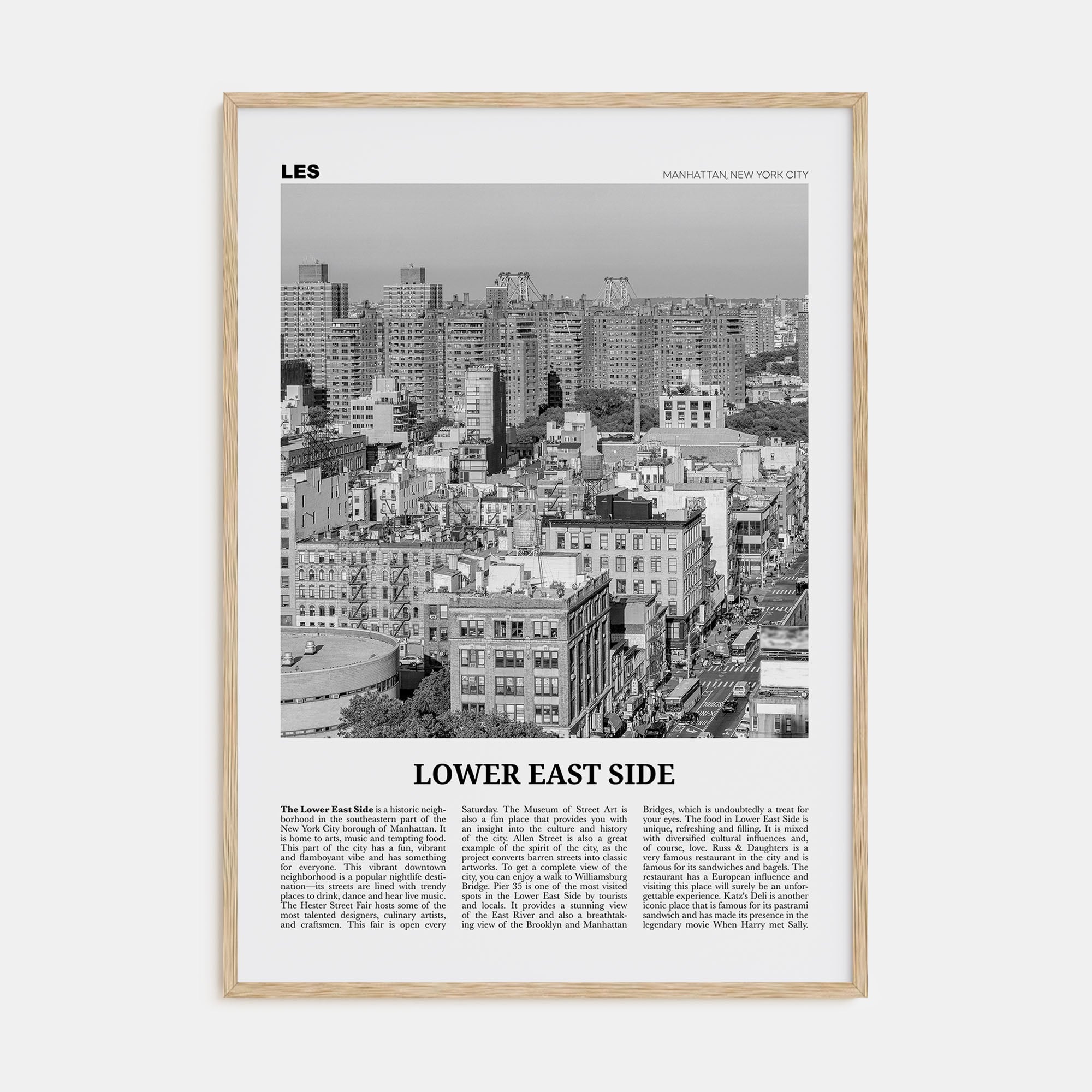Lower East Side Travel B&W Poster