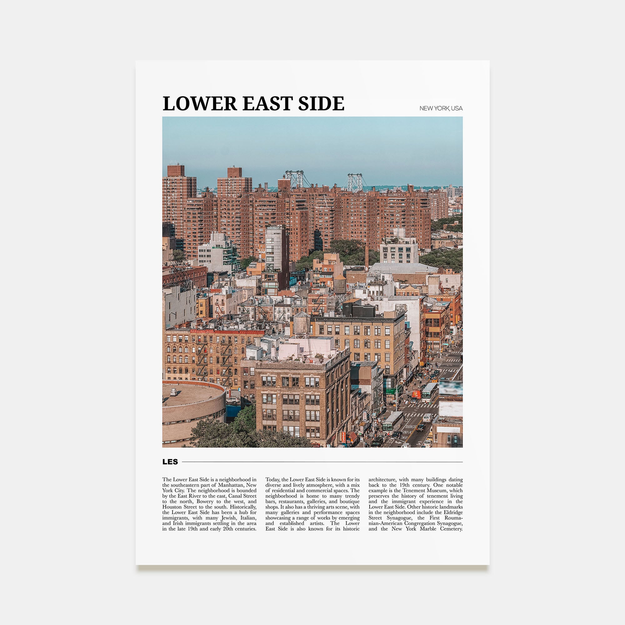 Lower East Side Travel Color Poster