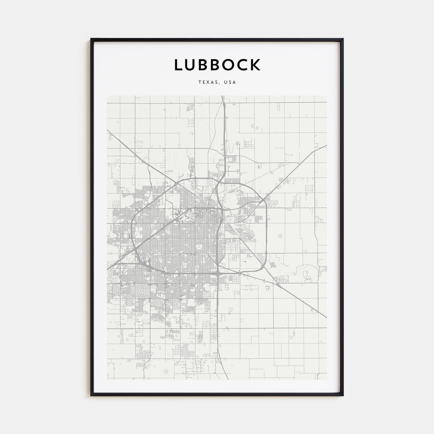 Lubbock Map Portrait Poster