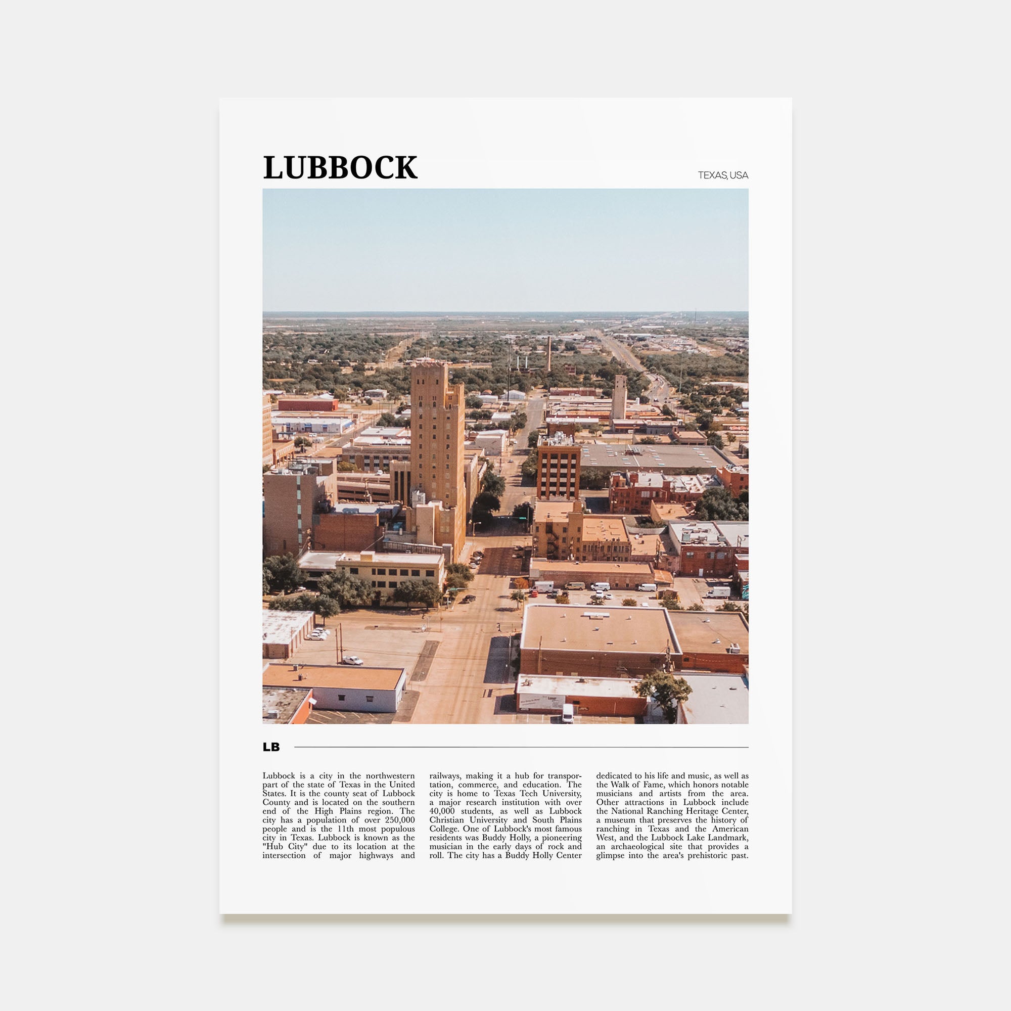 Lubbock Travel Color Poster