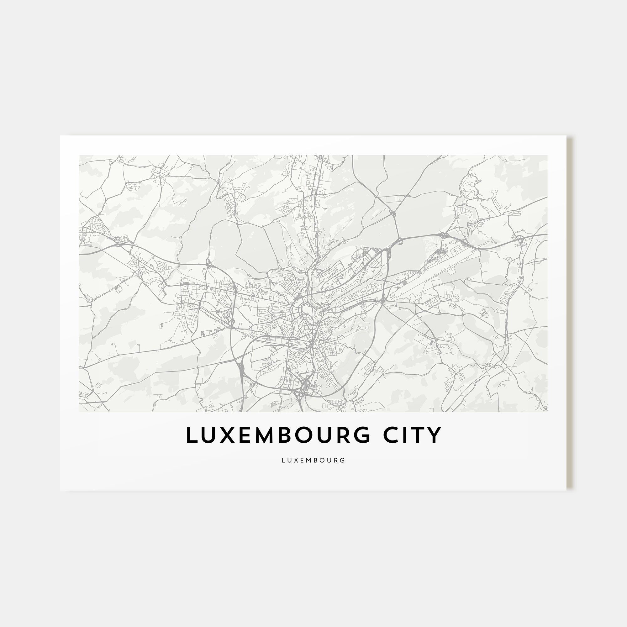 Luxembourg City Map Landscape Poster
