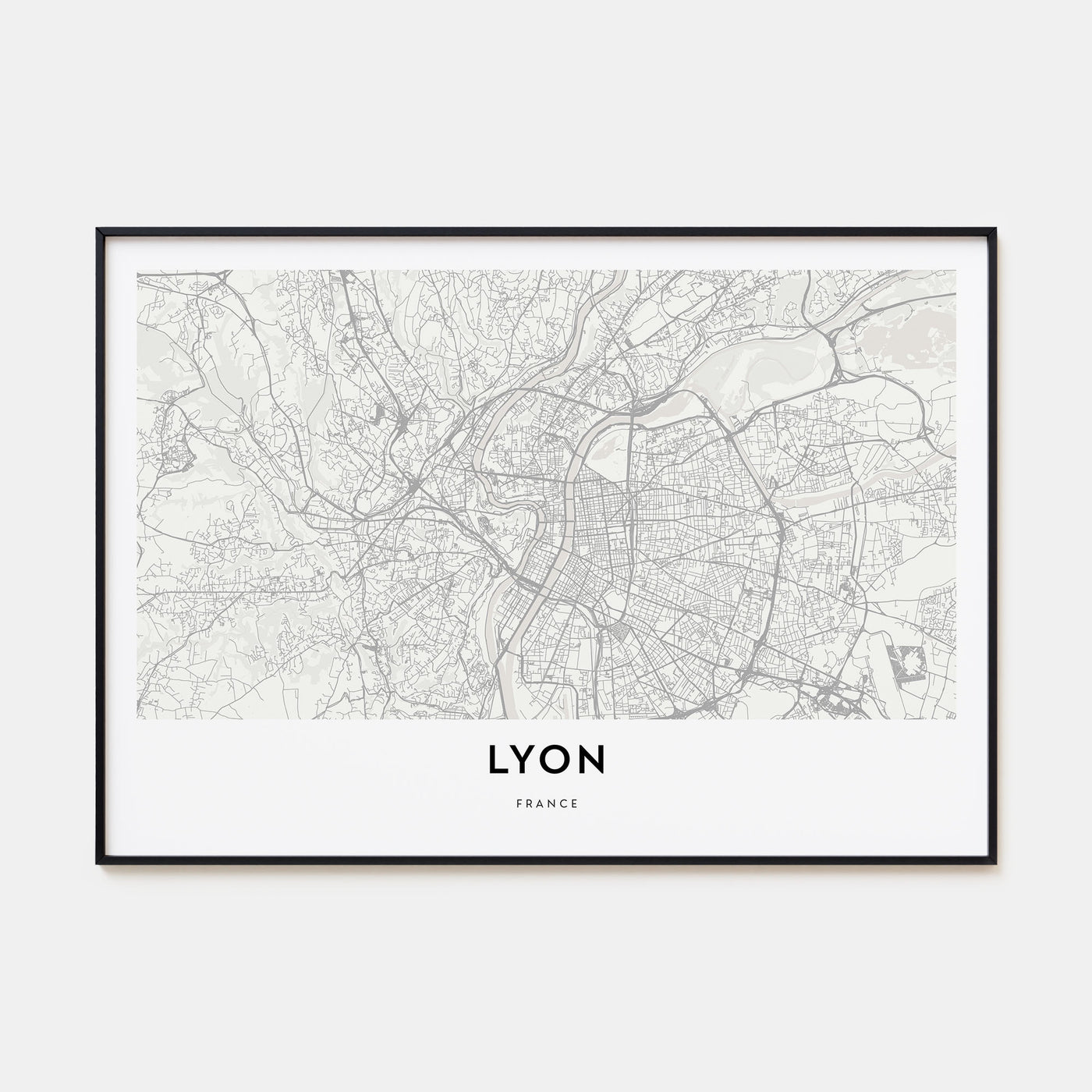 Lyon Map Landscape Poster