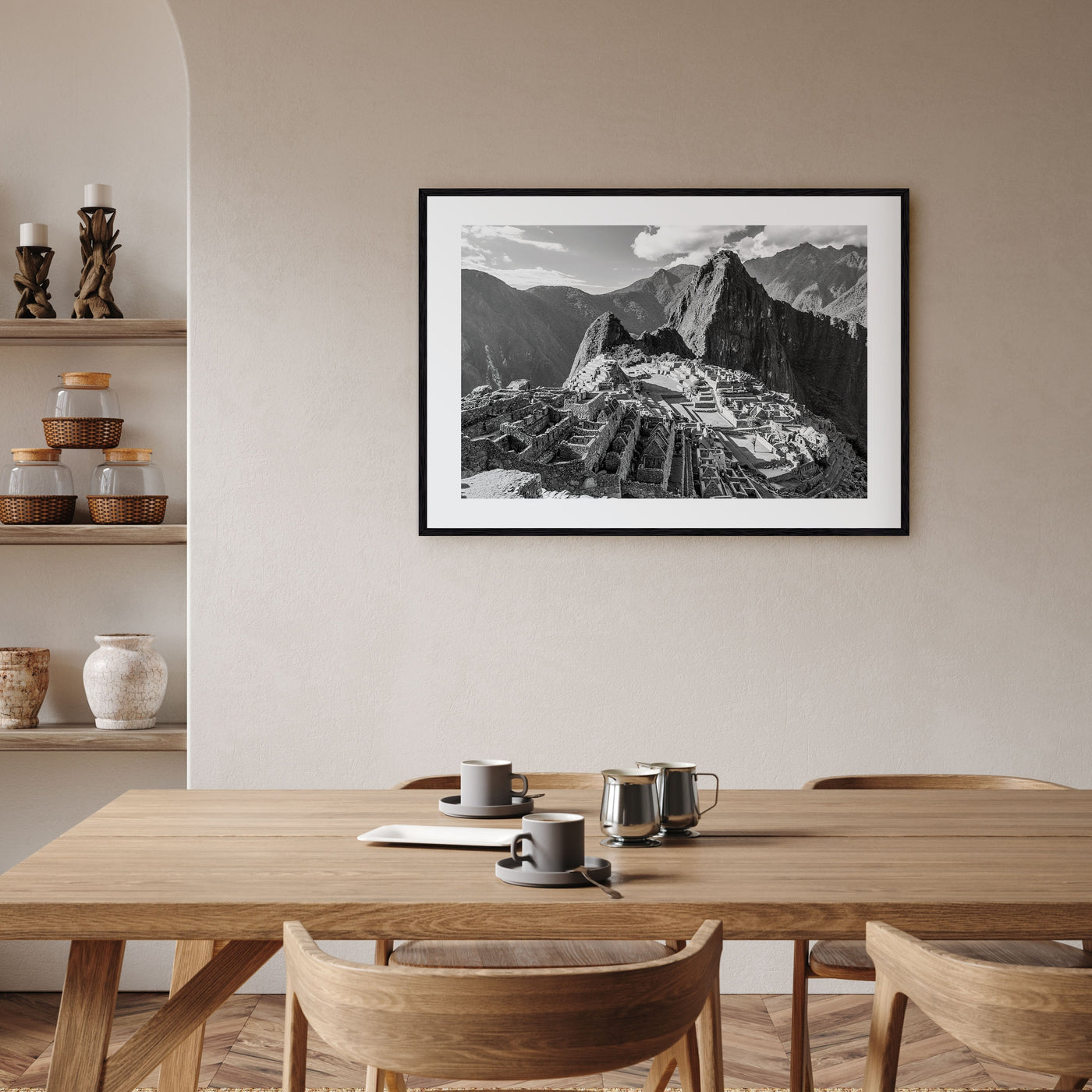 Machu Picchu Landscape B&W Poster