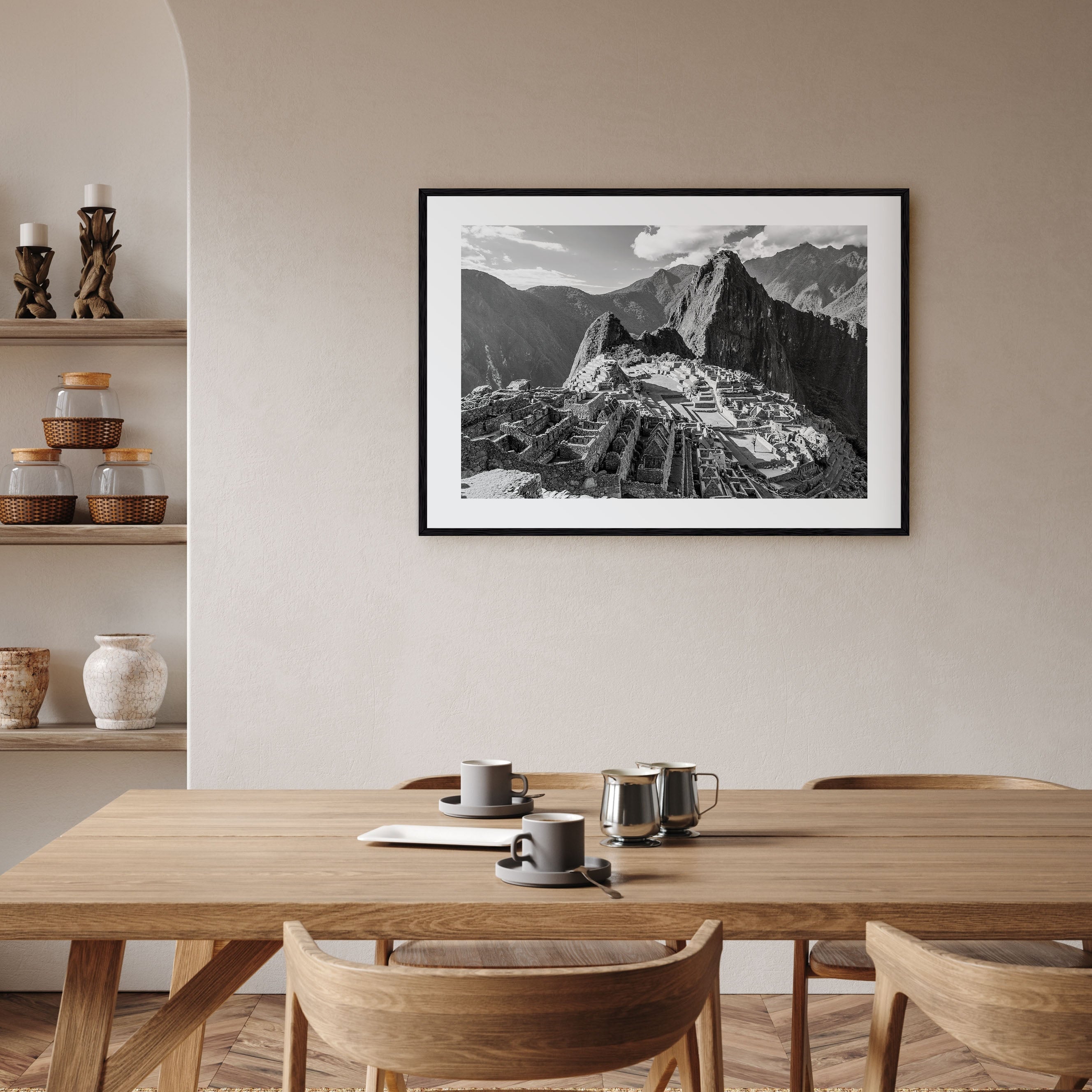 Machu Picchu Landscape B&W Poster