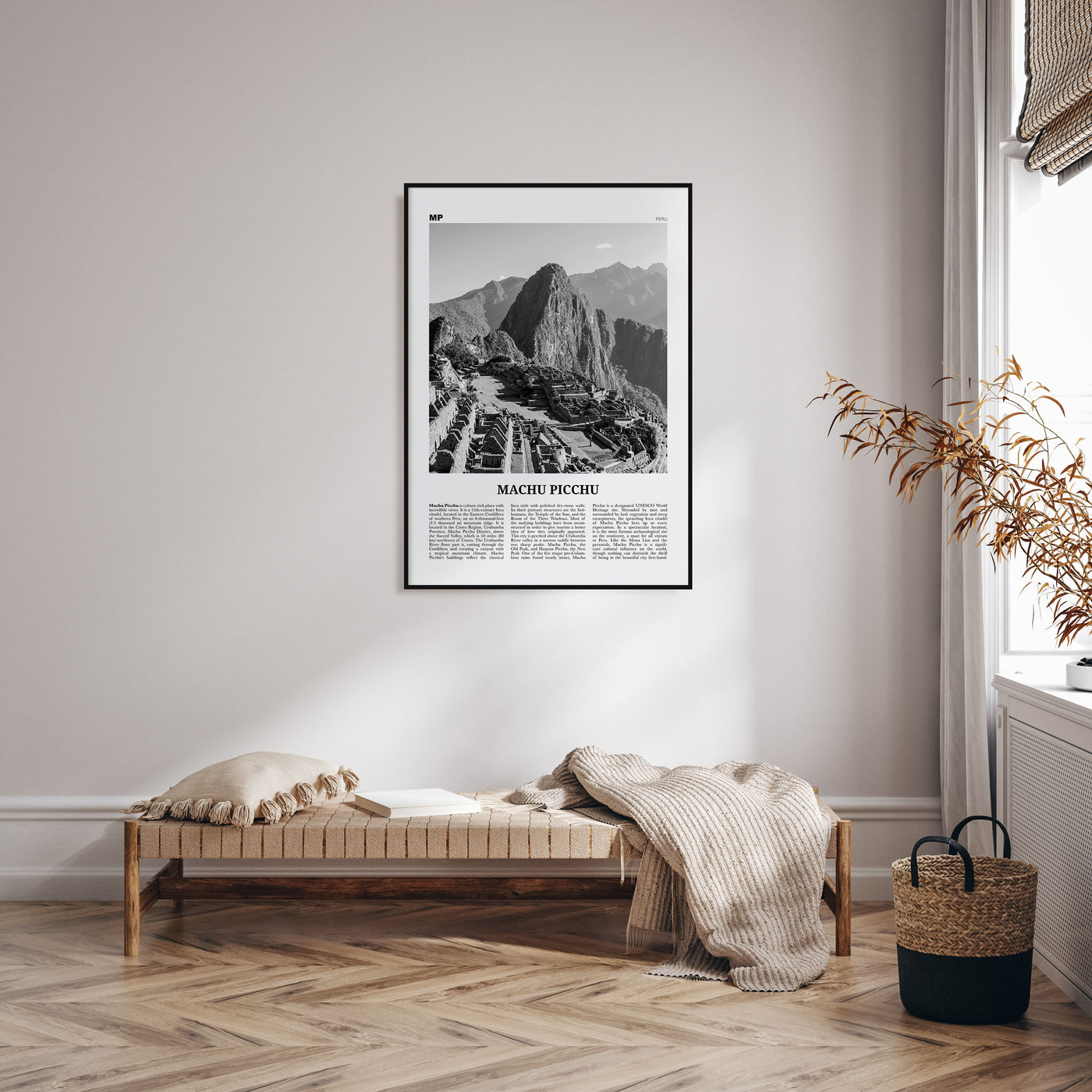 Machu Picchu Travel B&W Poster