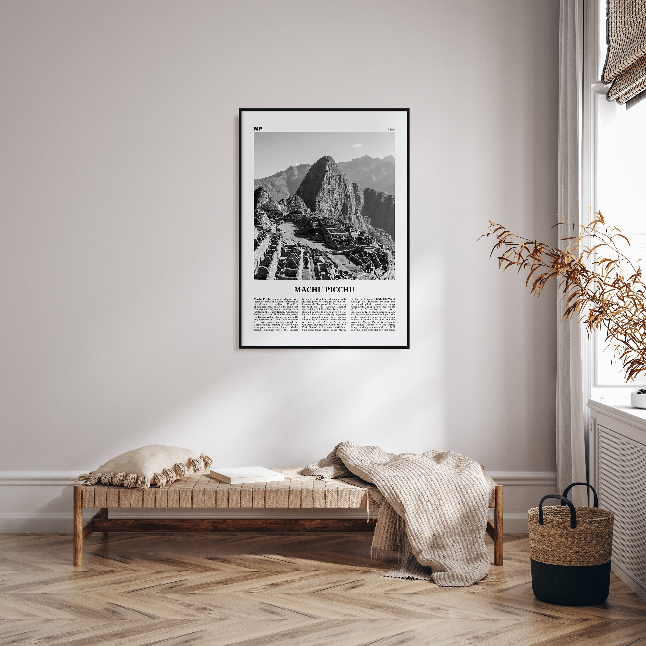 Machu Picchu Travel B&W Poster