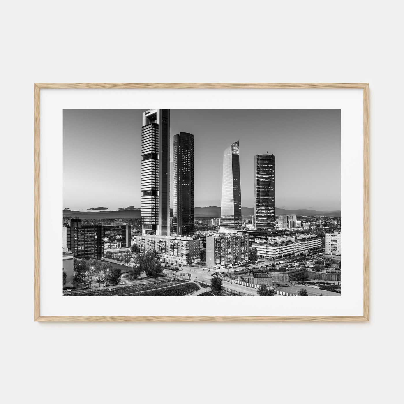 Madrid Landscape B&W Poster