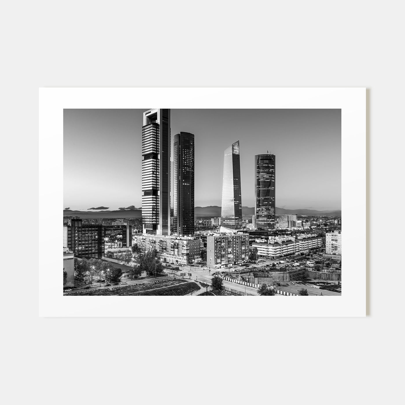 Madrid Landscape B&W Poster
