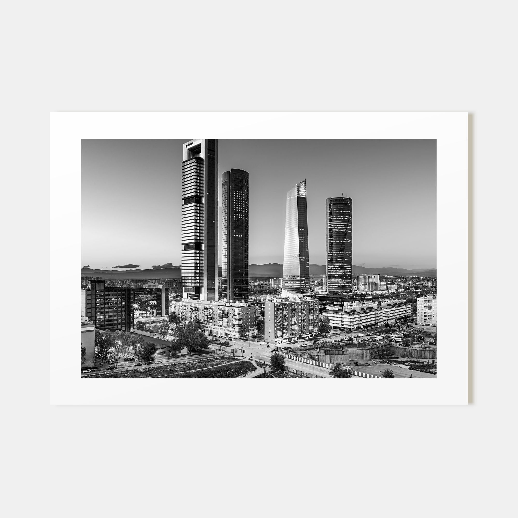 Madrid Landscape B&W Poster