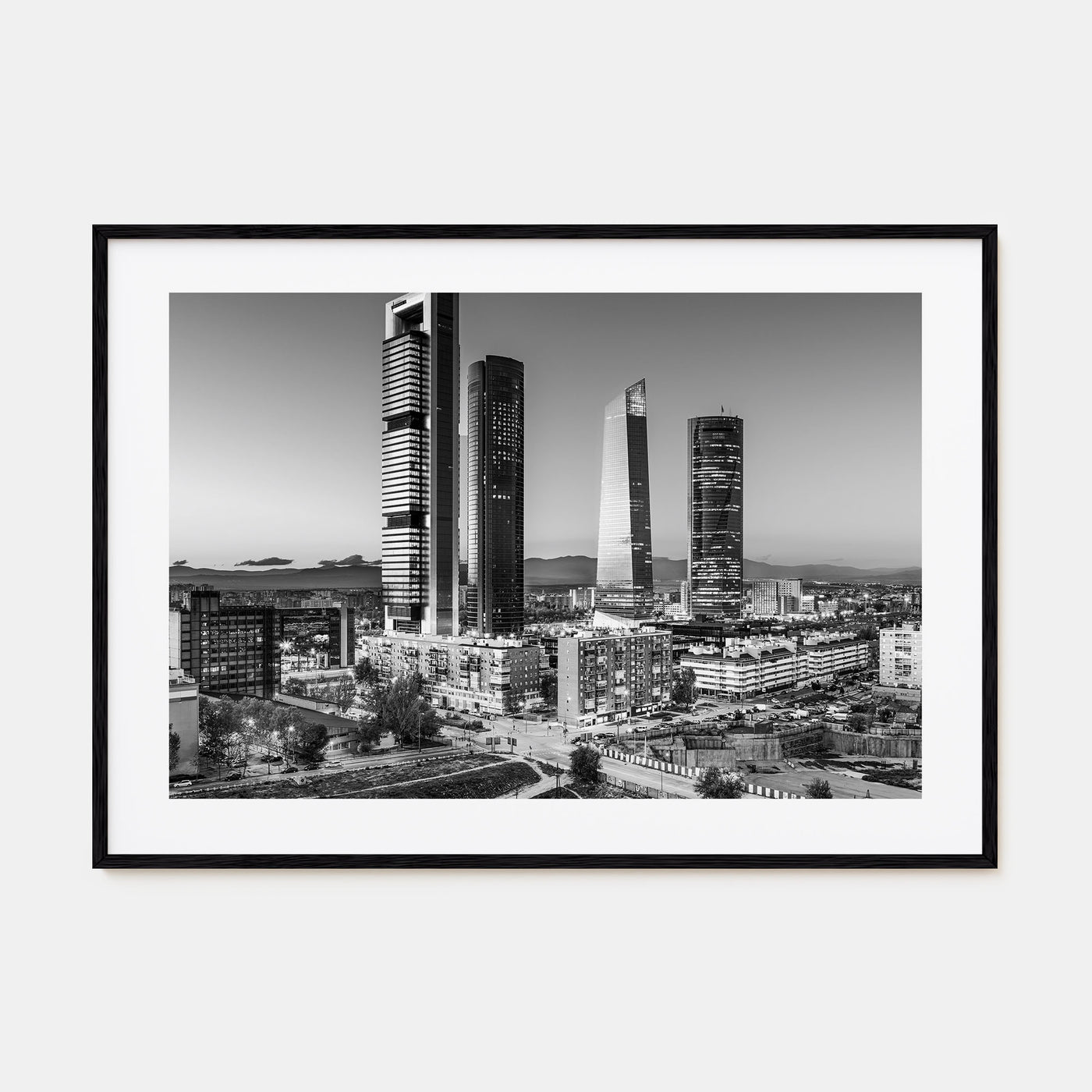 Madrid Landscape B&W Poster