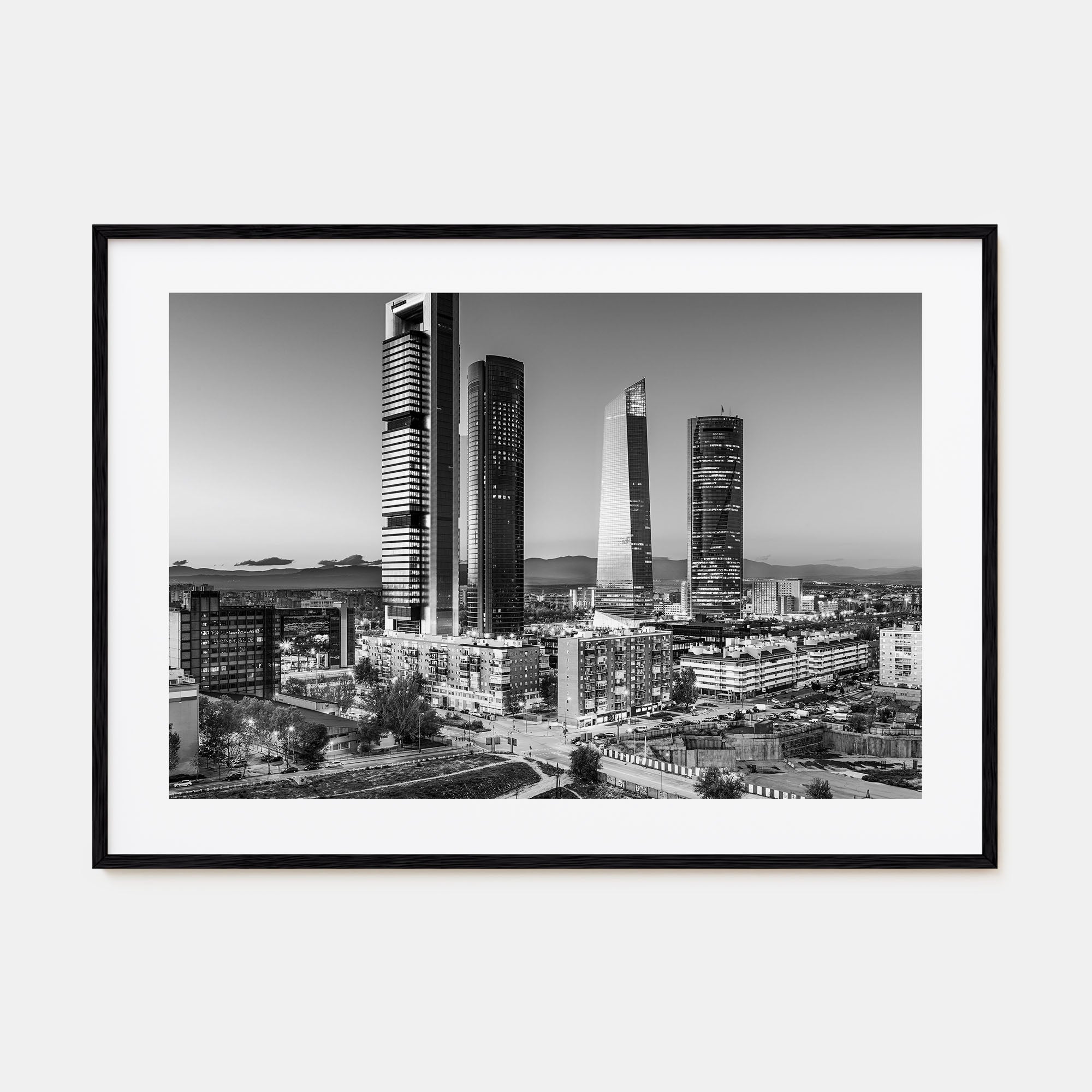 Madrid Landscape B&W Poster