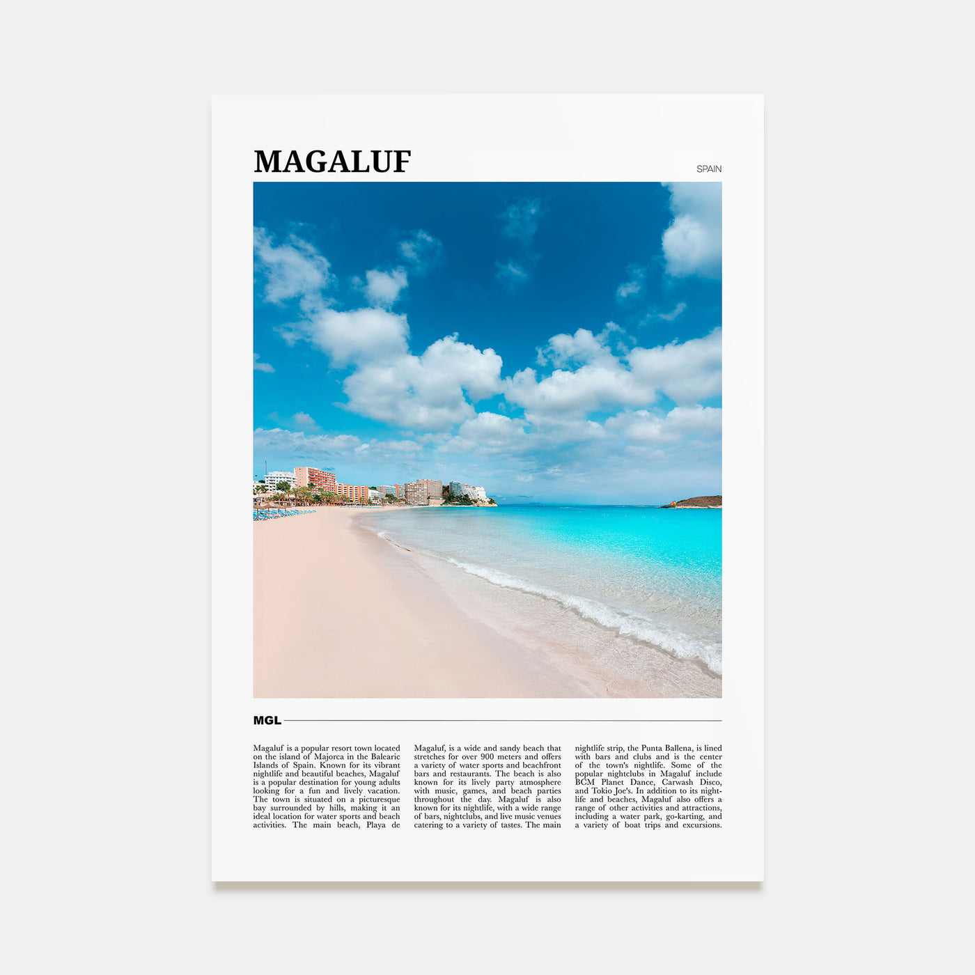 Magaluf Travel Color Poster