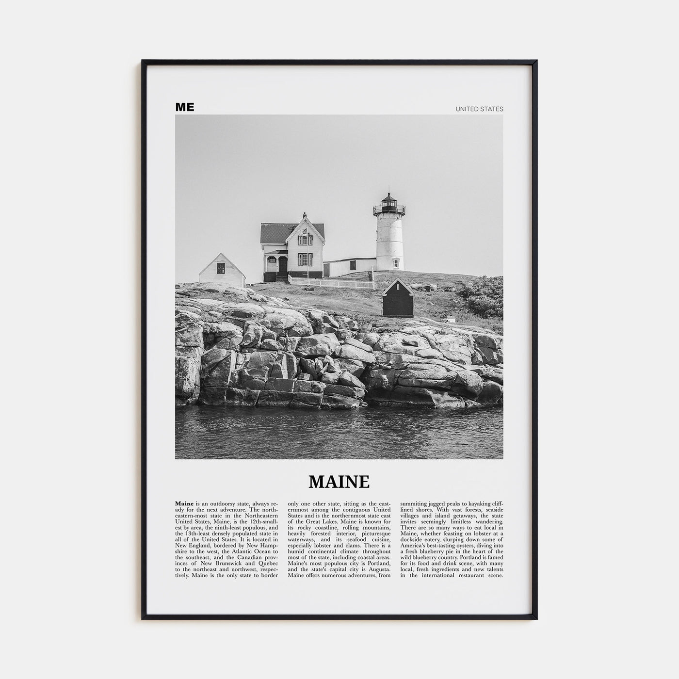 Maine Travel B&W No 1 Poster