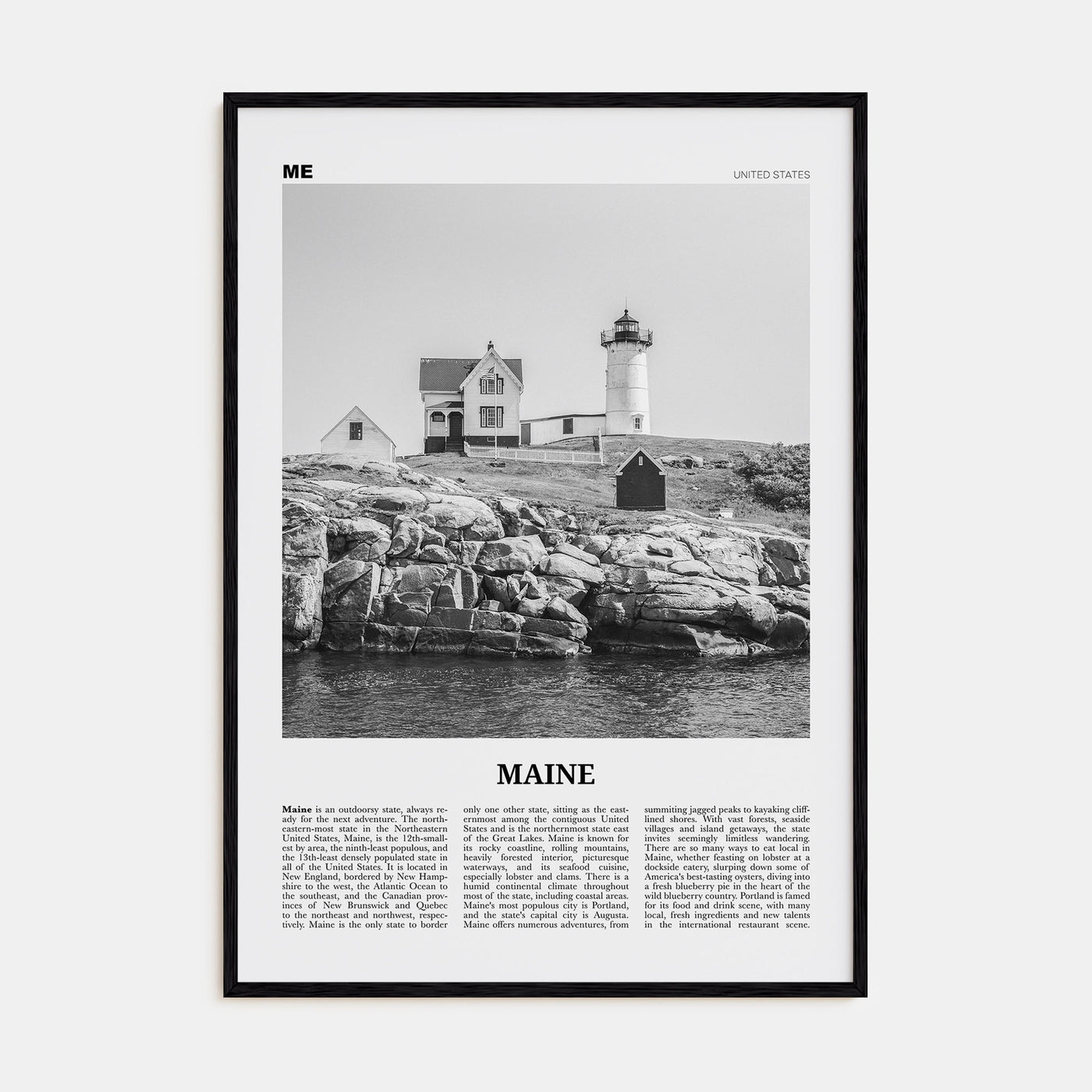 Maine Travel B&W No 1 Poster