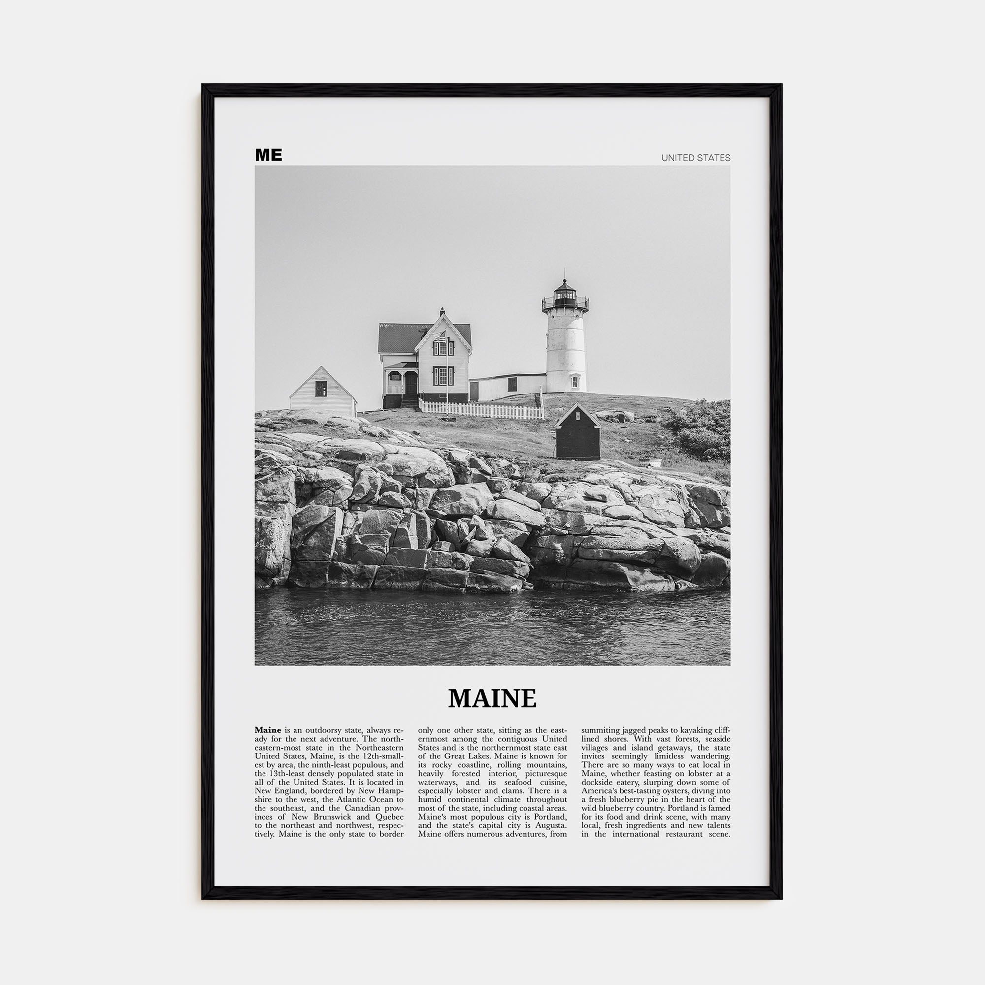 Maine Travel B&W No 1 Poster