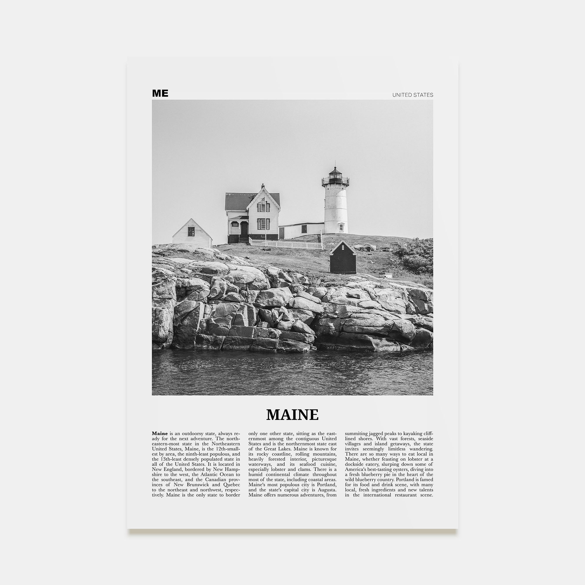 Maine Travel B&W No 1 Poster
