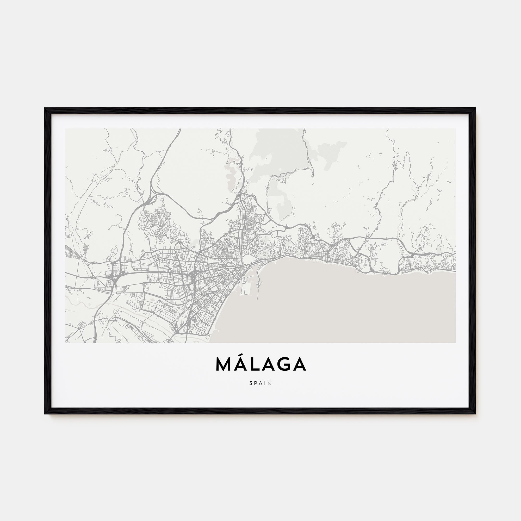 Málaga Map Landscape Poster