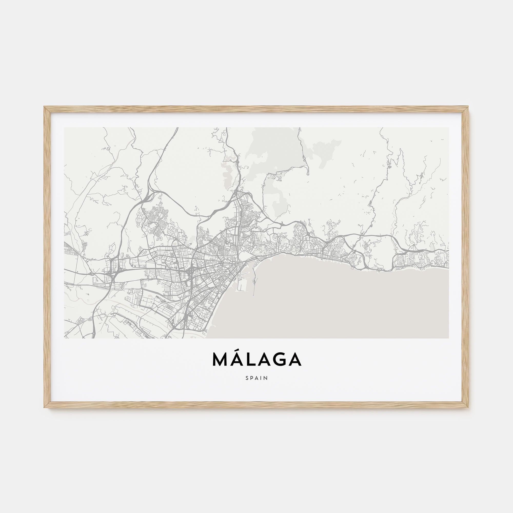Málaga Map Landscape Poster