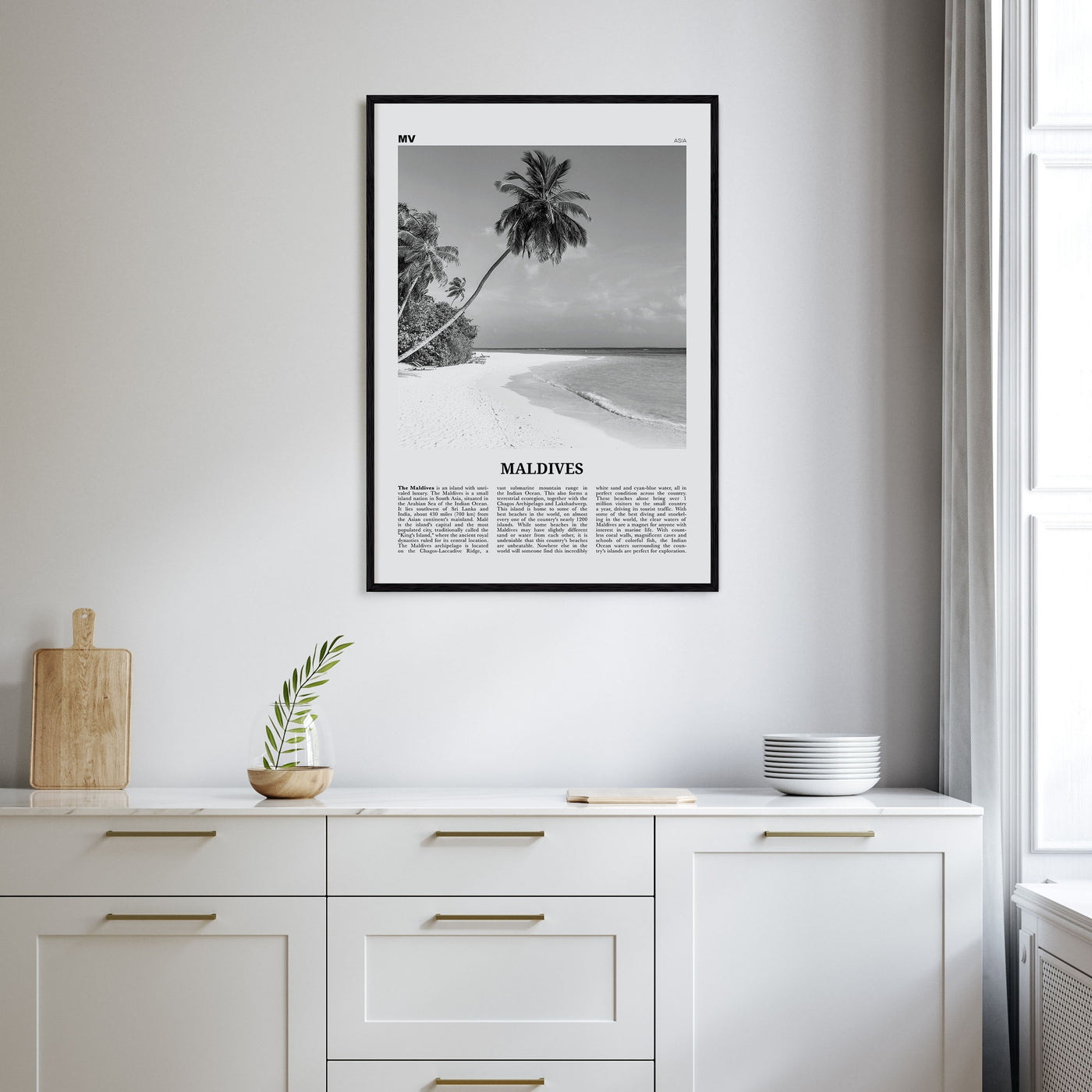 Maldives Travel B&W No 1 Poster
