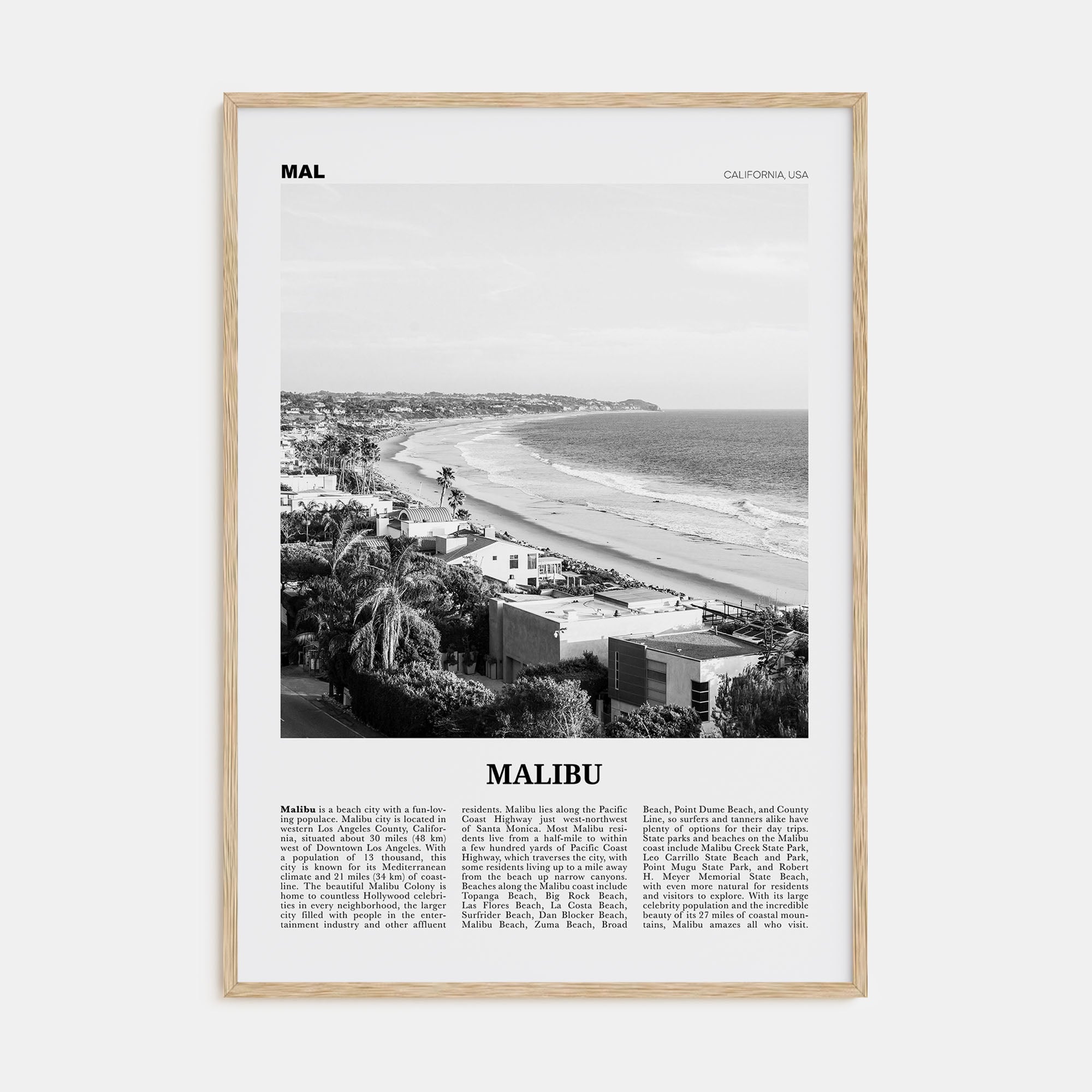 Malibu Travel B&W No 2 Poster