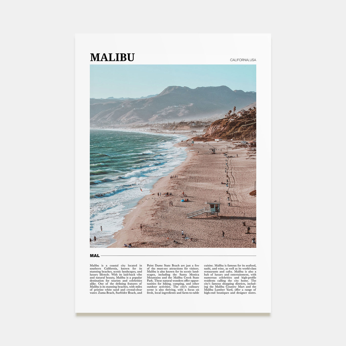 Malibu Travel Color Poster