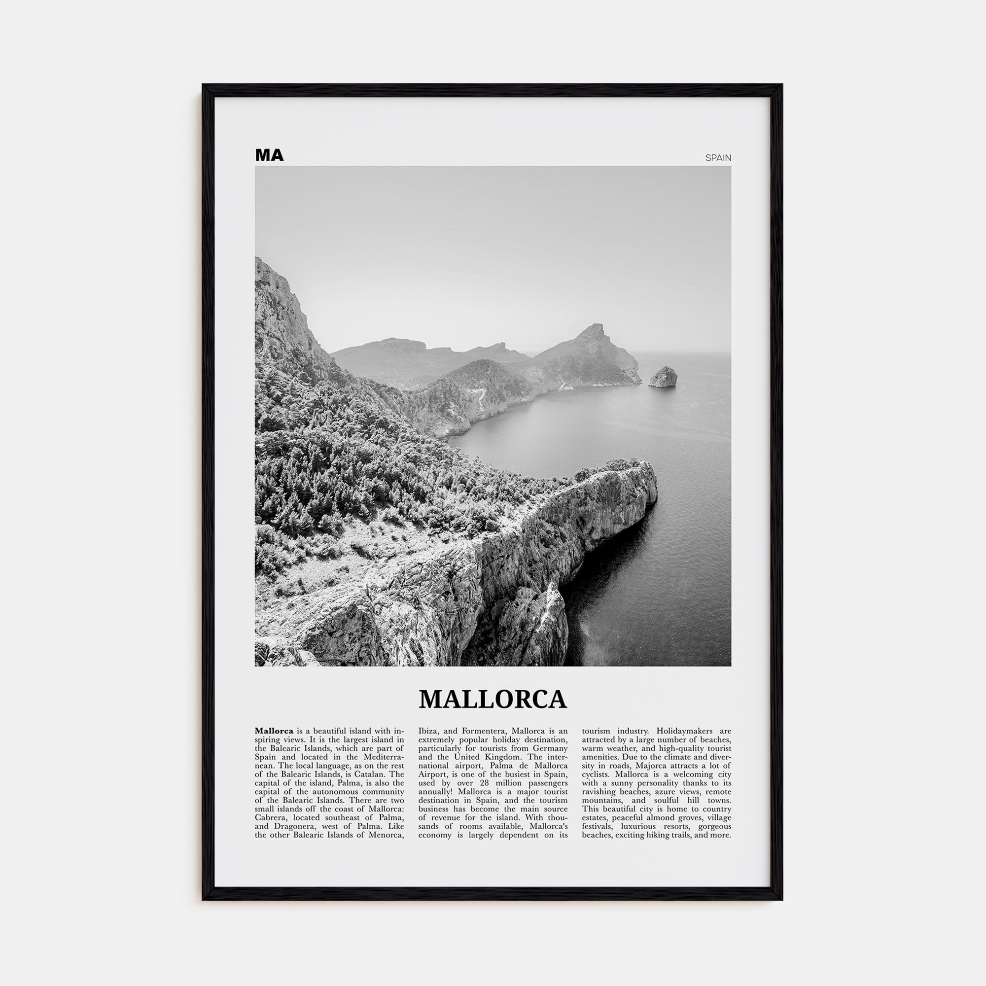 Mallorca Travel B&W No 1 Poster