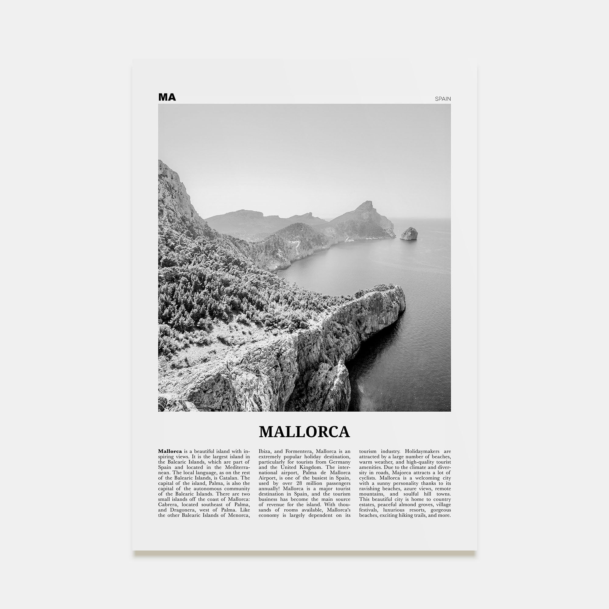 Mallorca Travel B&W No 1 Poster
