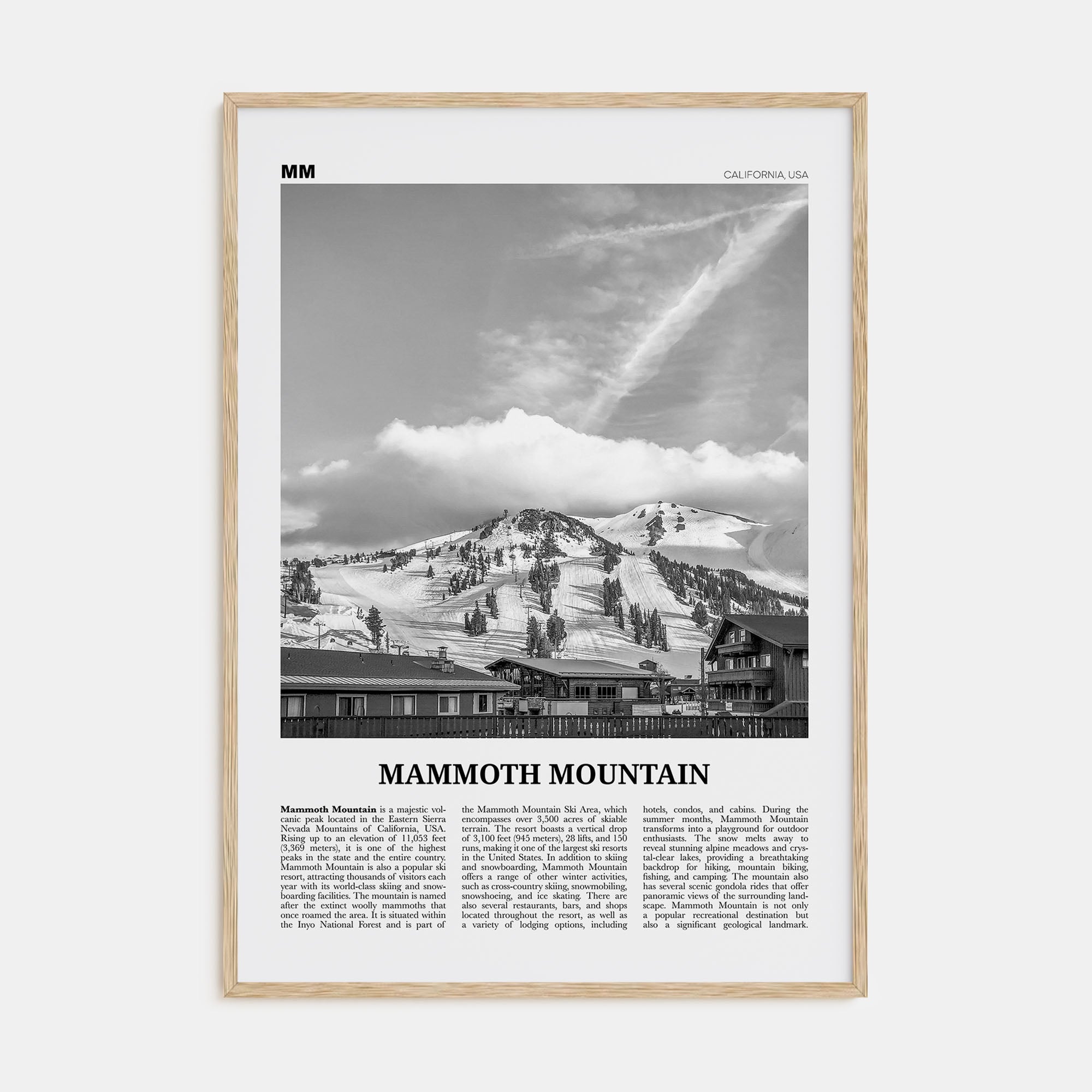 Mammoth Mountain Travel B&W Poster