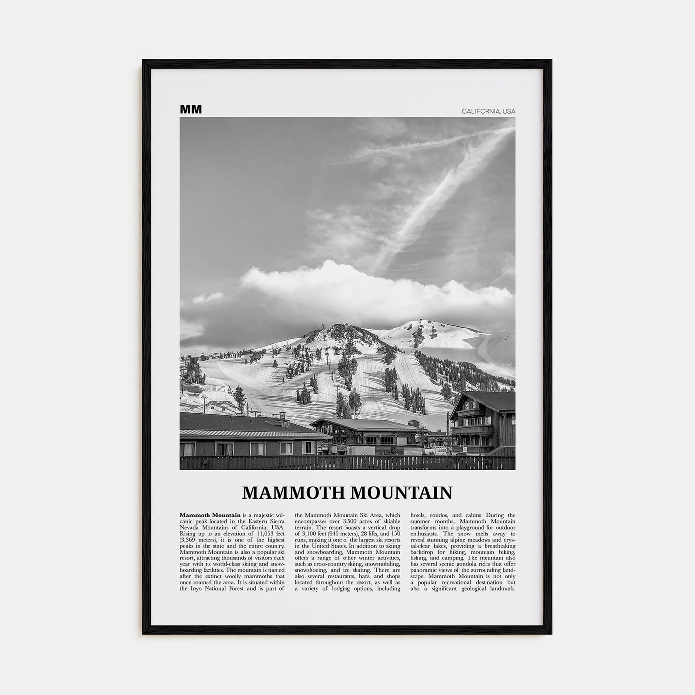 Mammoth Mountain Travel B&W Poster