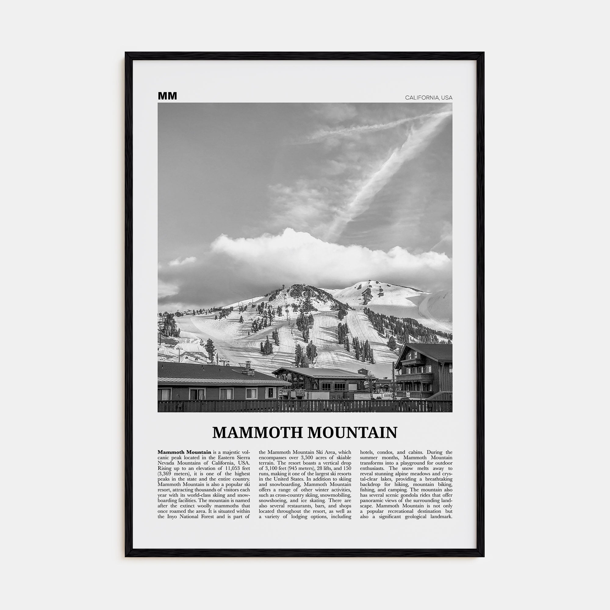 Mammoth Mountain Travel B&W Poster