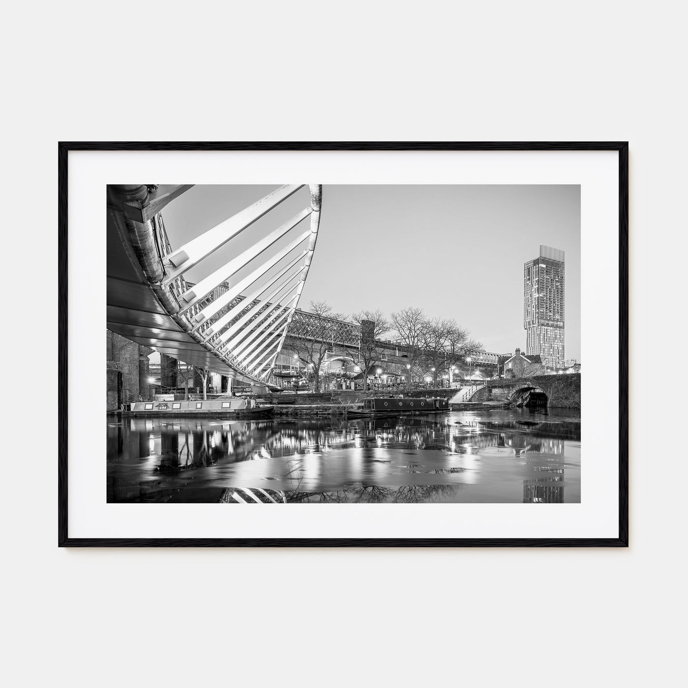 Manchester, England Landscape B&W Poster