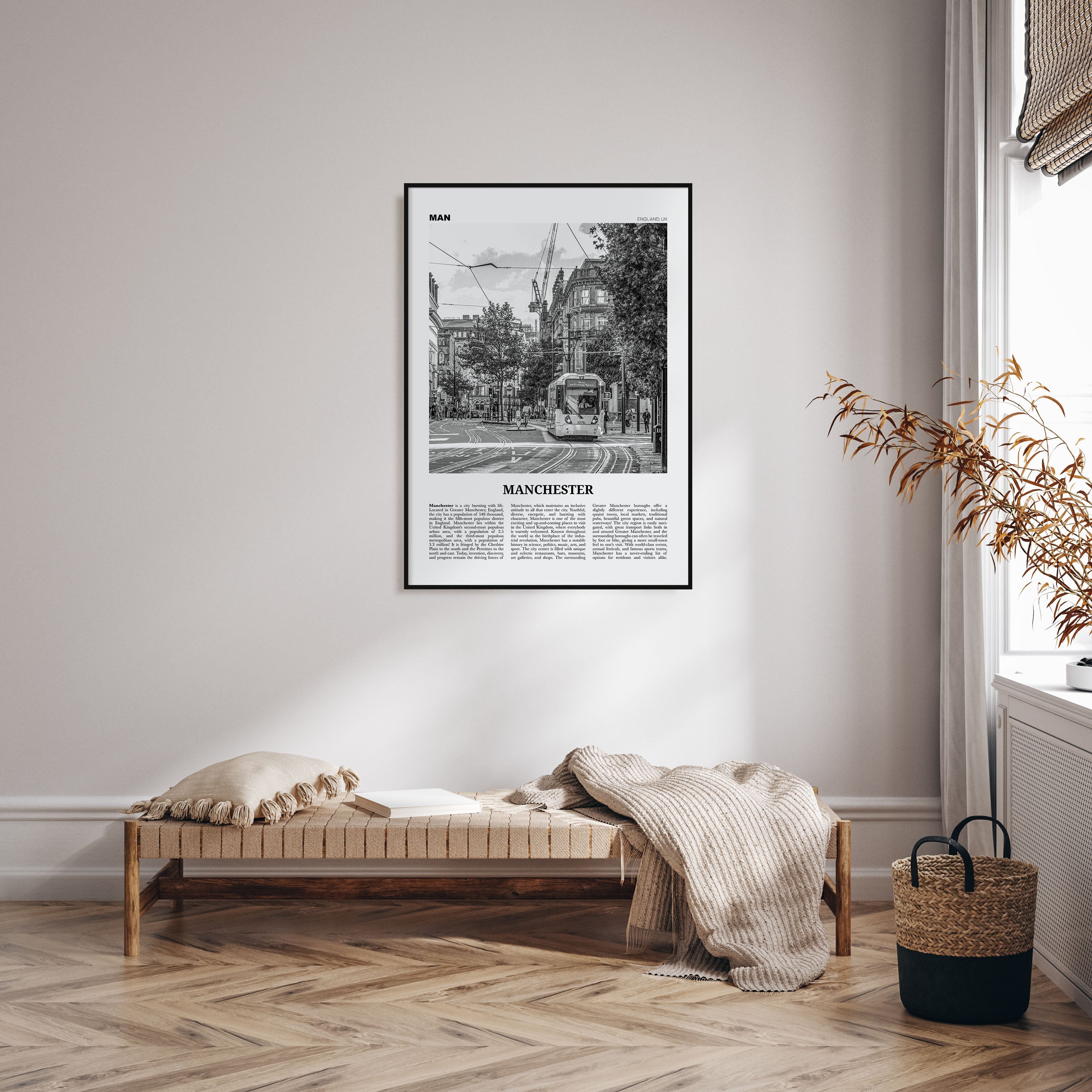 Manchester, England Travel B&W No 1 Poster
