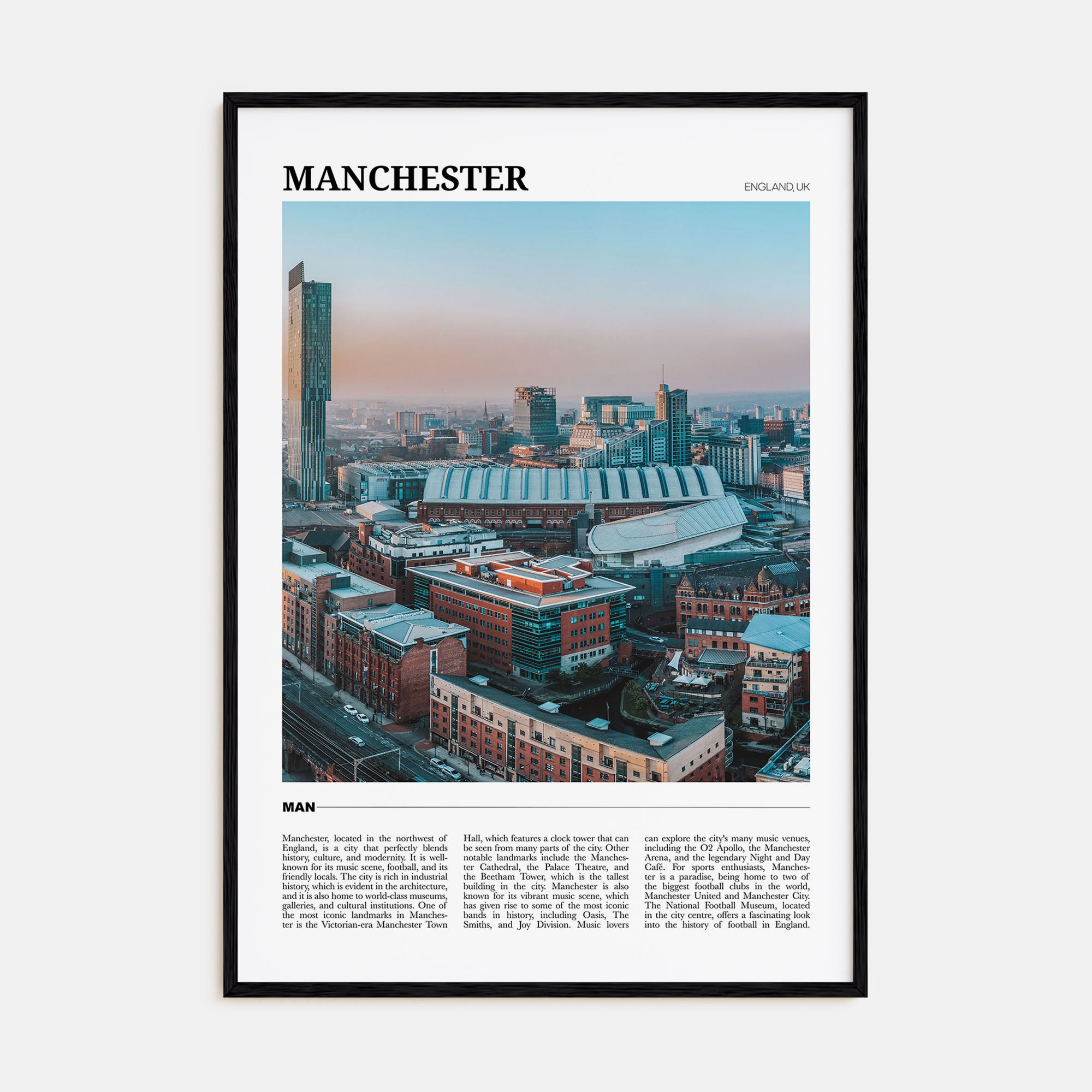 Manchester, England Travel Color Poster