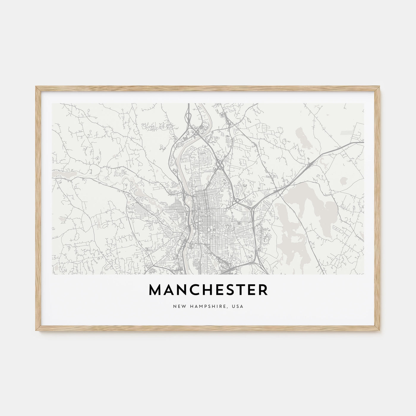 Manchester, New Hampshire Map Landscape Poster