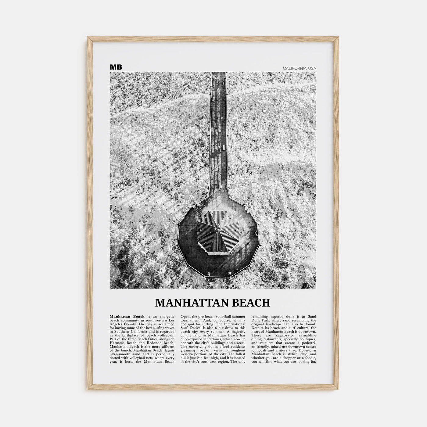 Manhattan Beach Travel B&W Poster