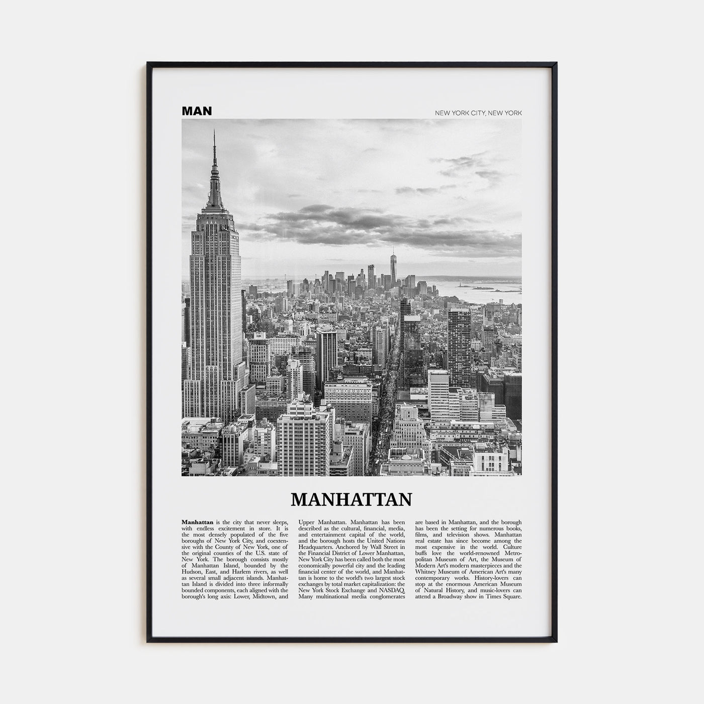 Manhattan Travel B&W Poster