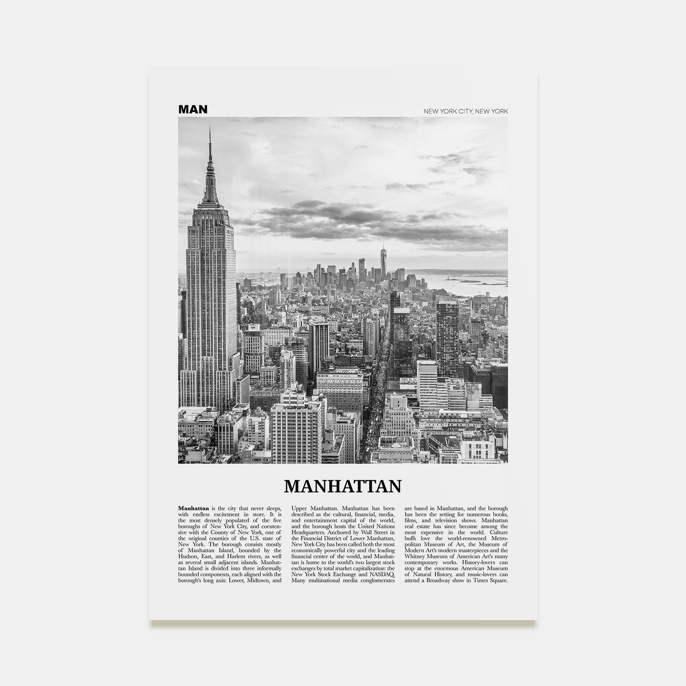 Manhattan Travel B&W Poster