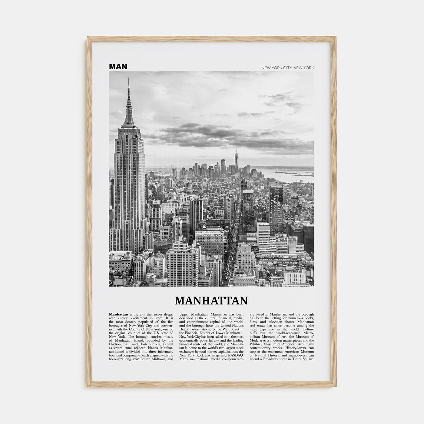 Manhattan Travel B&W Poster