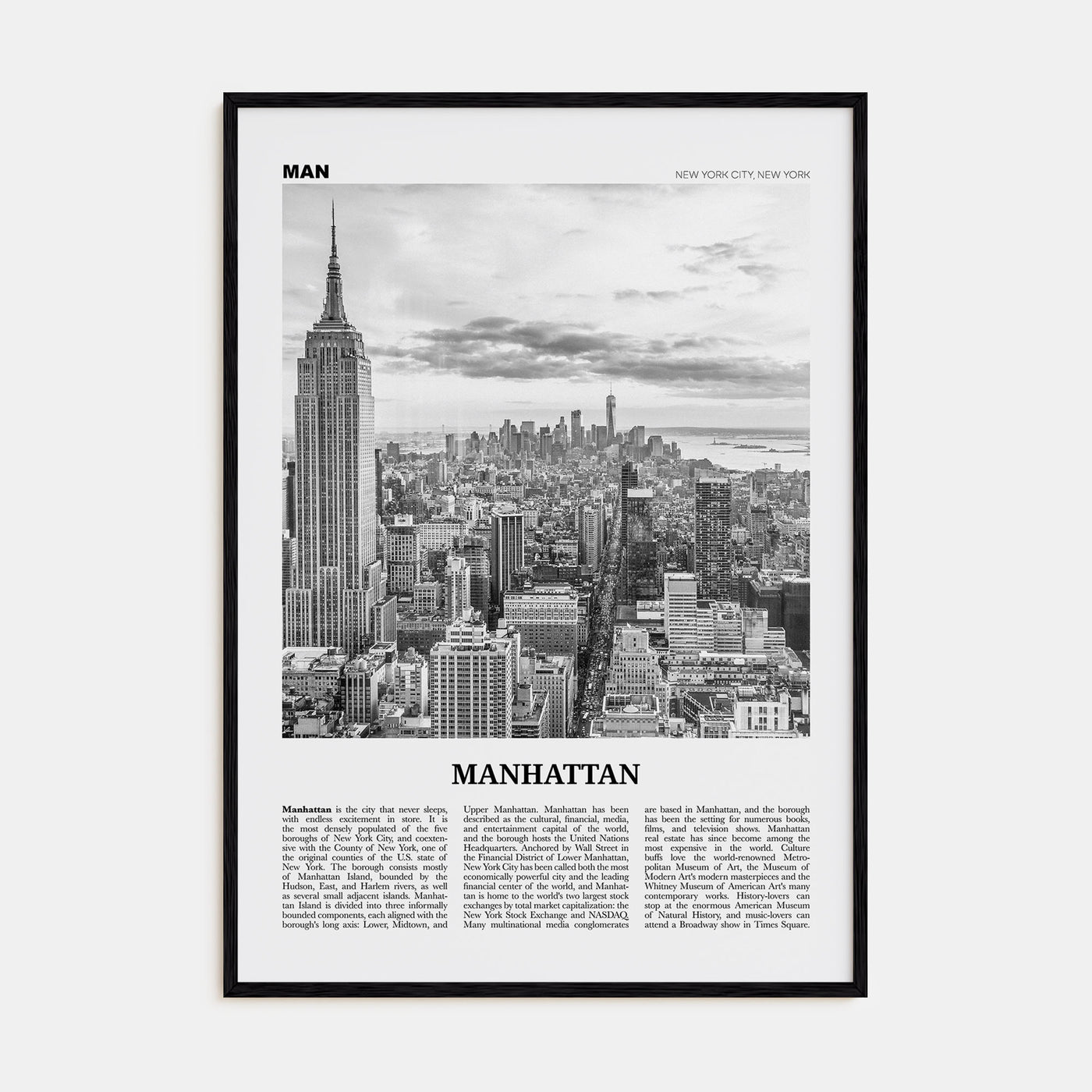 Manhattan Travel B&W Poster