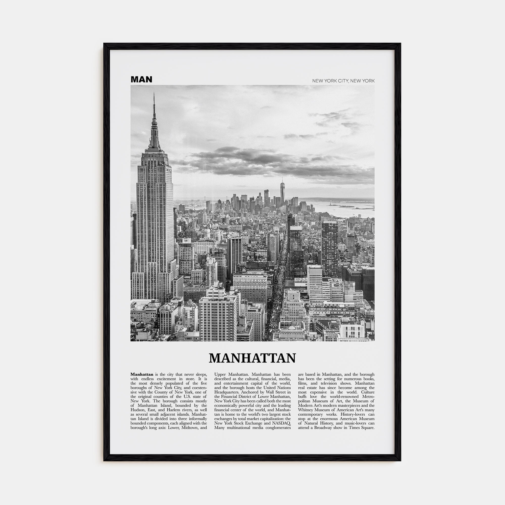 Manhattan Travel B&W Poster