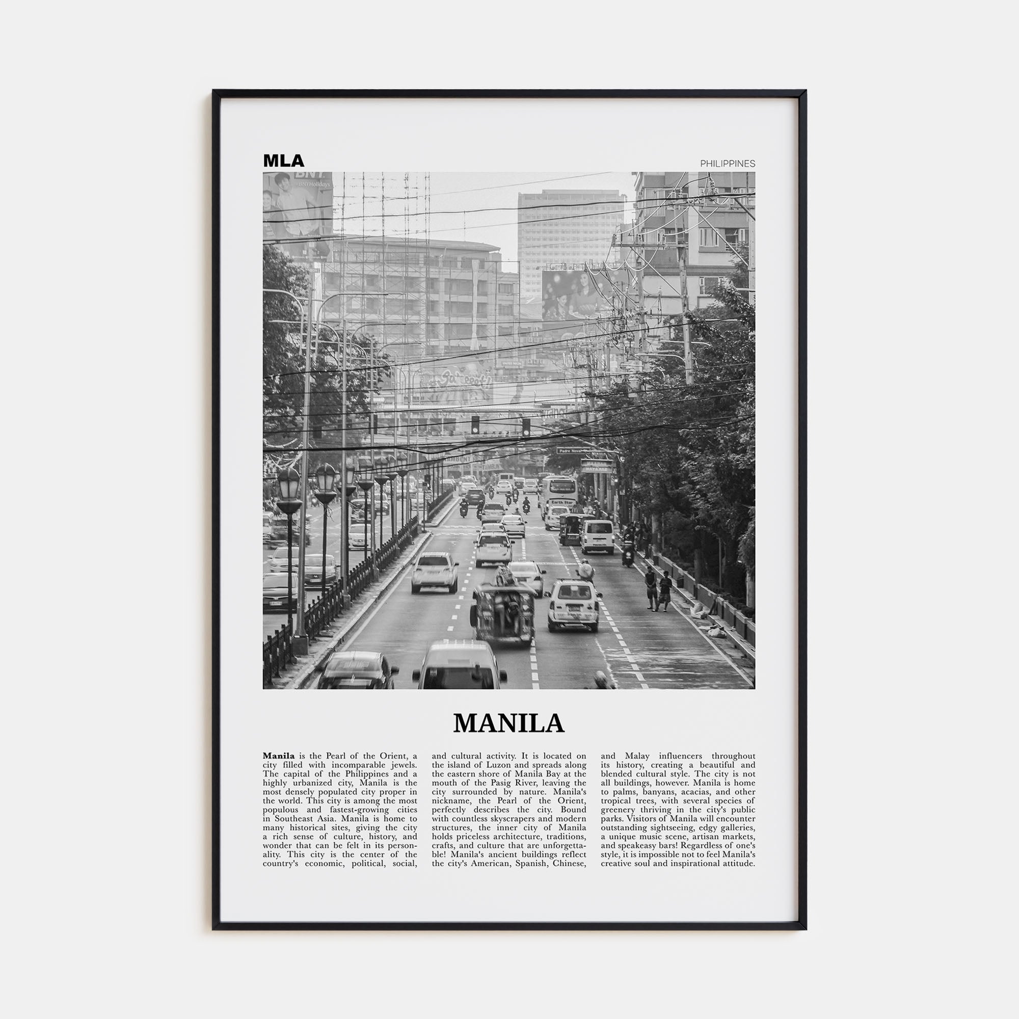 Manila Travel B&W No 1 Poster