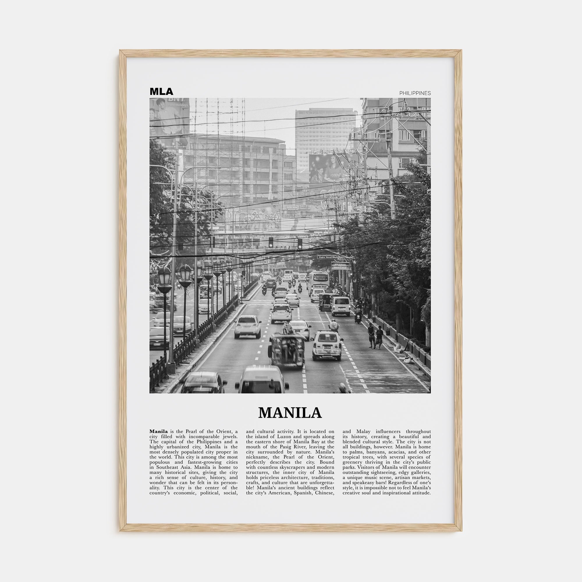 Manila Travel B&W No 1 Poster