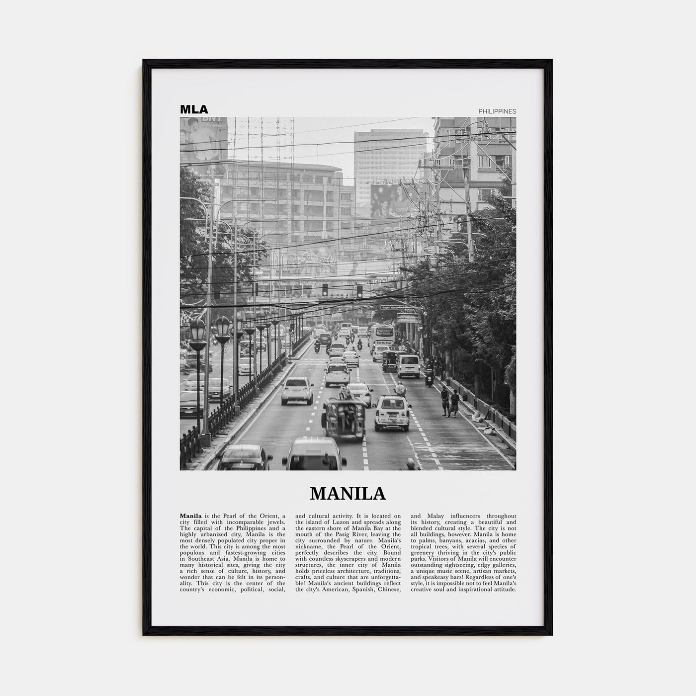 Manila Travel B&W No 1 Poster