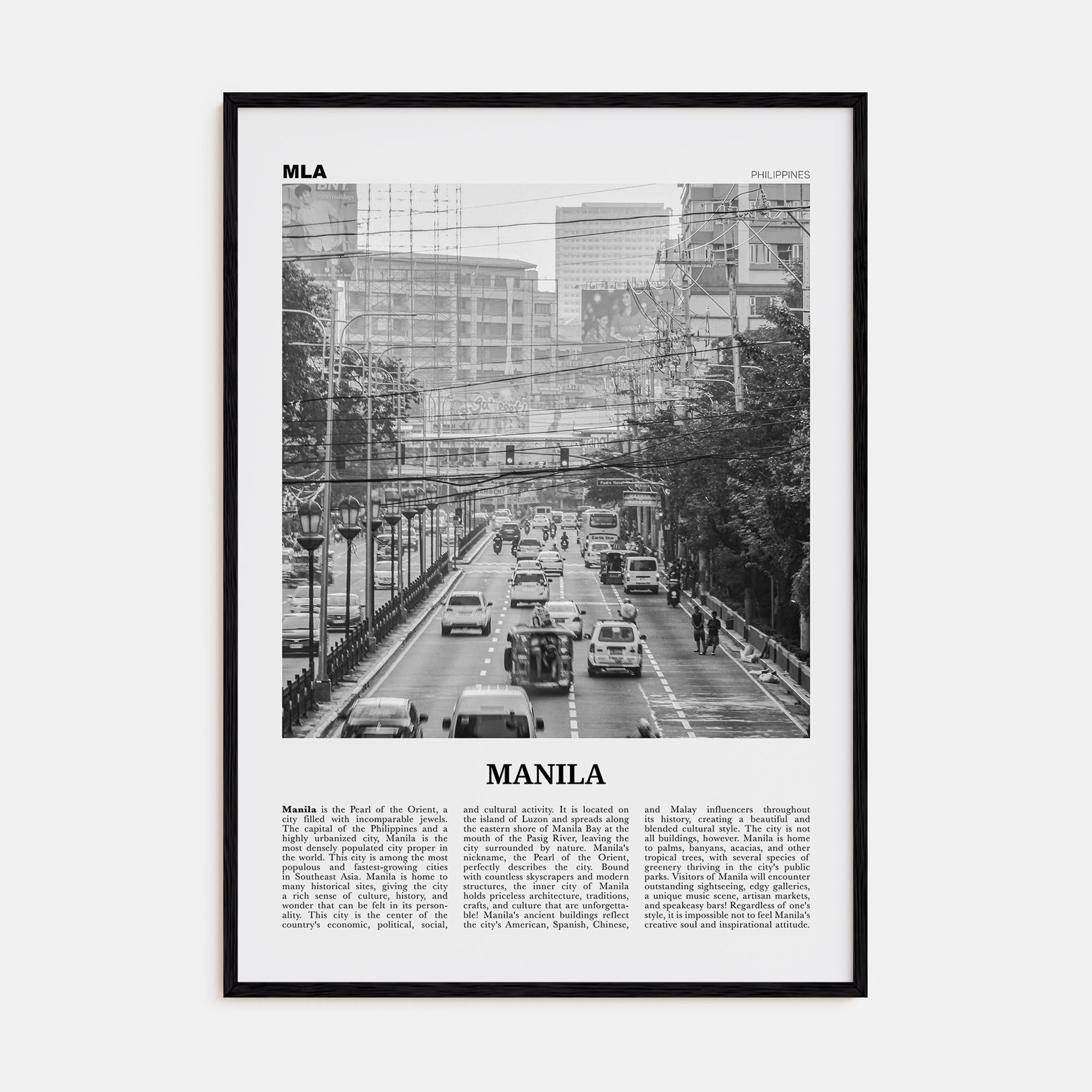 Manila Travel B&W No 1 Poster