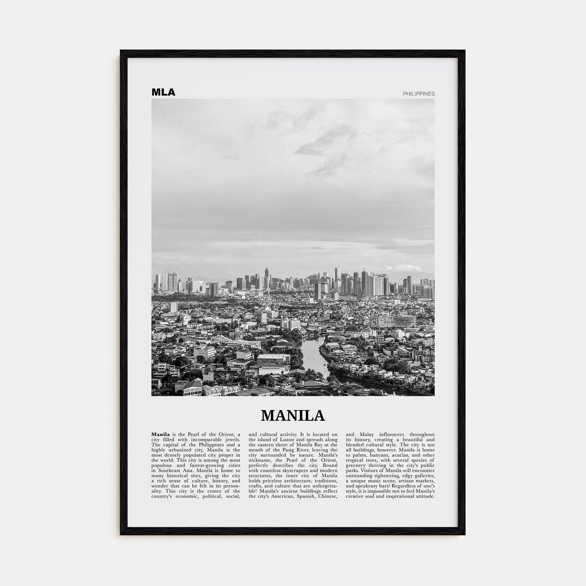 Manila Travel B&W No 2 Poster