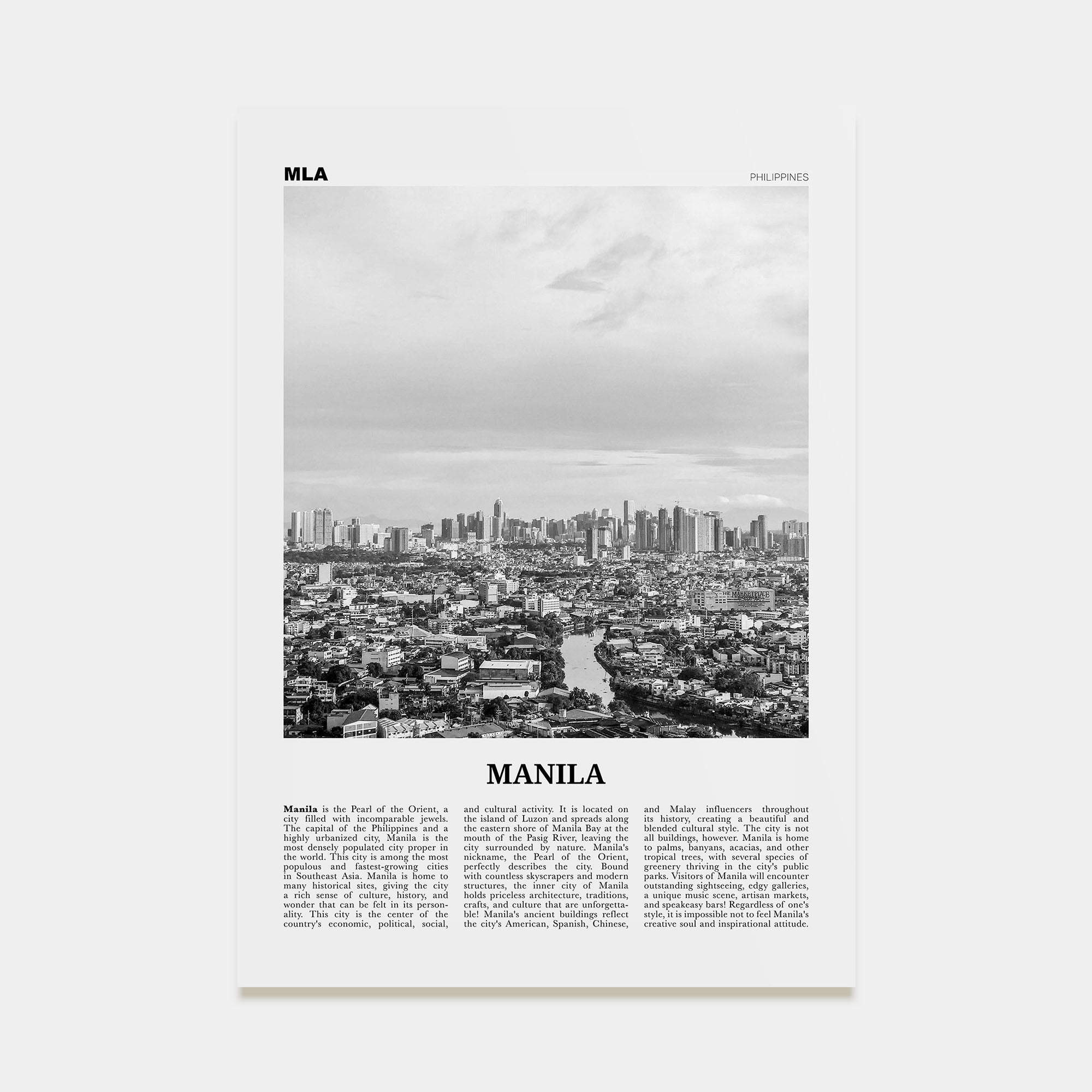 Manila Travel B&W No 2 Poster