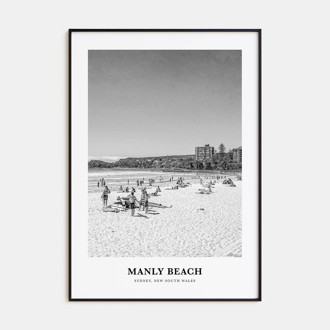 Manly Beach Portrait B&W Poster