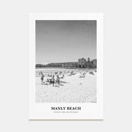 Manly Beach Portrait B&W Poster