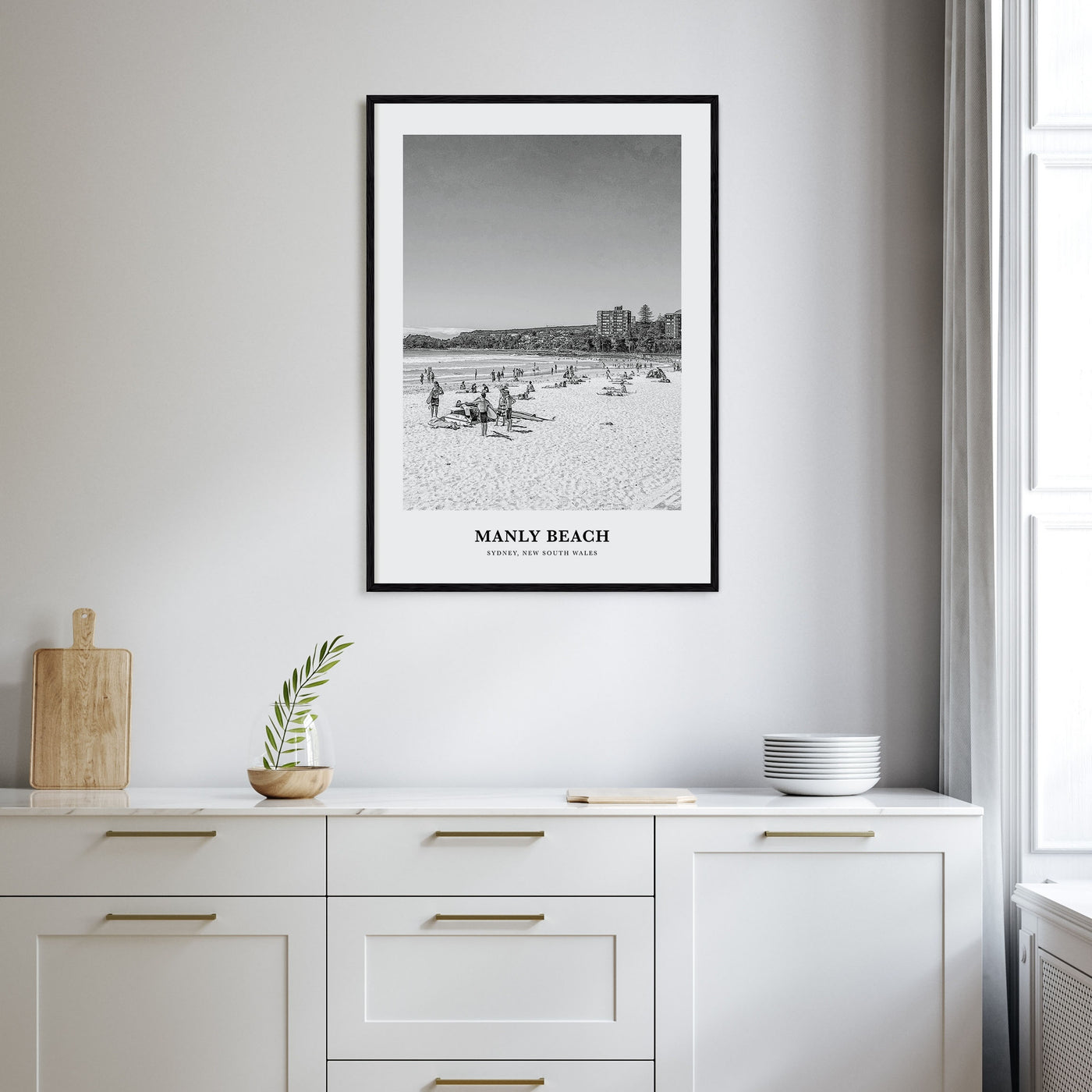 Manly Beach Portrait B&W Poster