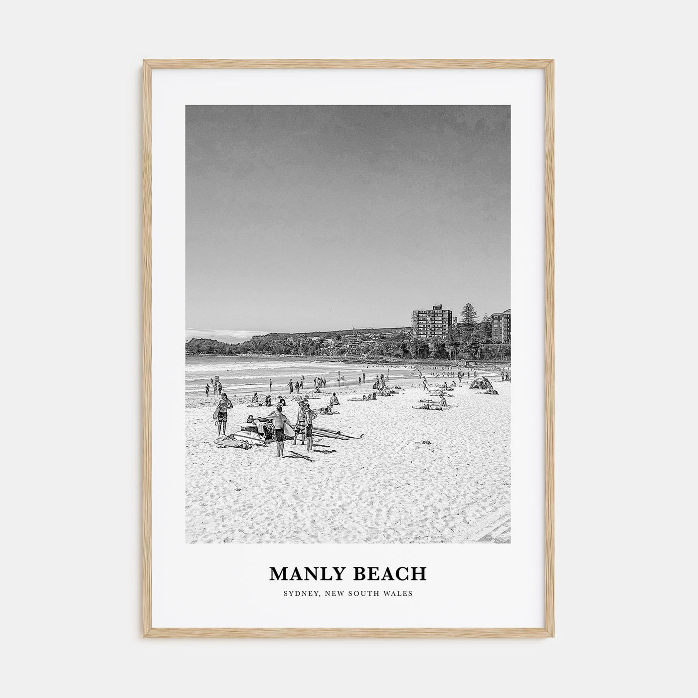 Manly Beach Portrait B&W Poster